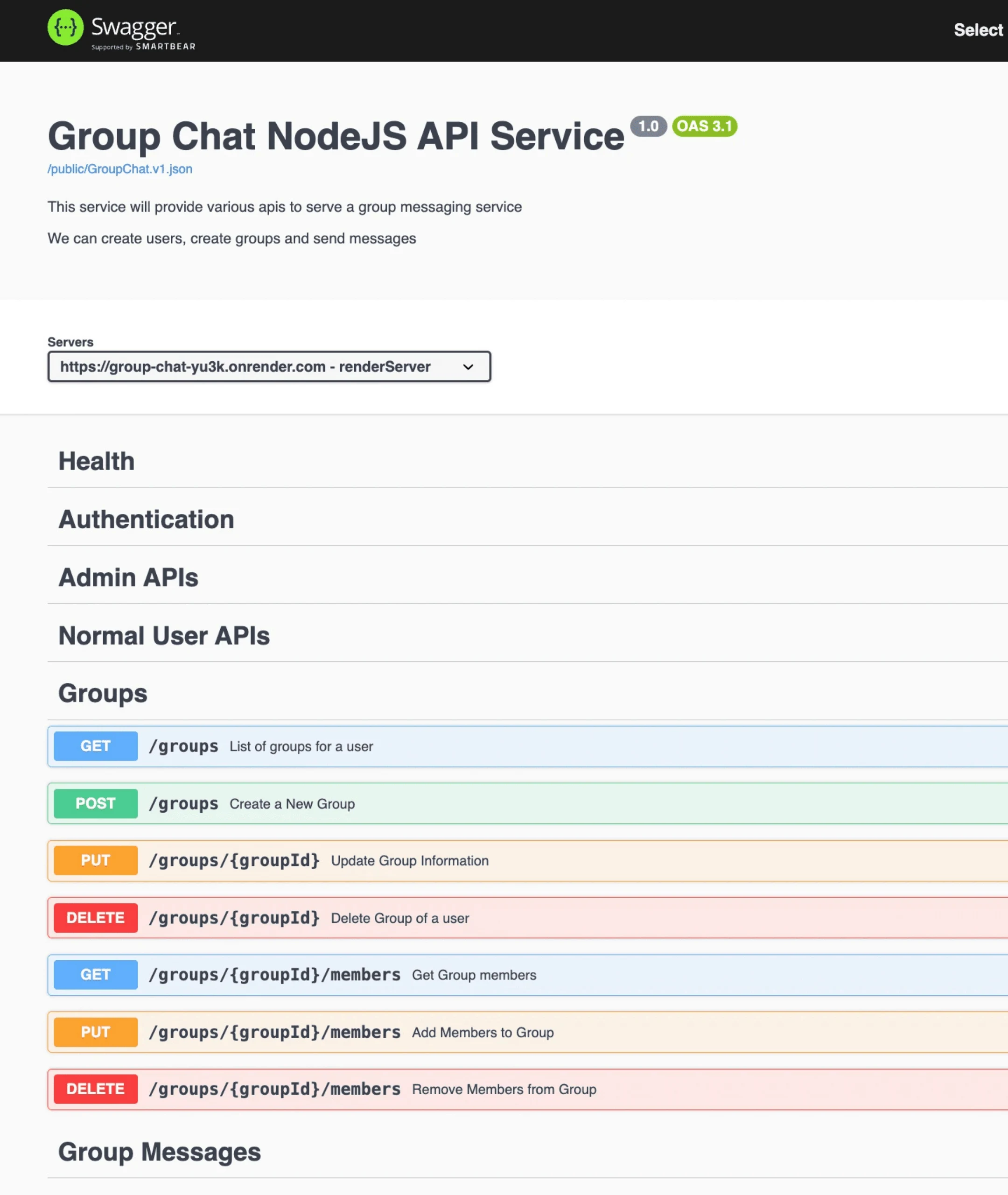 Showing Group Chat APIs